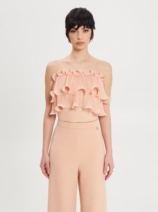 Top Rouche Plissé Arancione Pesca