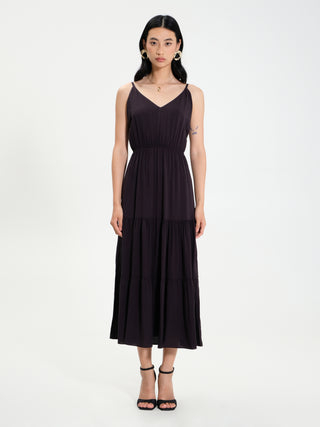 Abito Lungo in Viscosa  ECOVERO® Nero