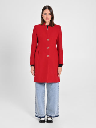Cappotto Rosso con Collo in Piedi