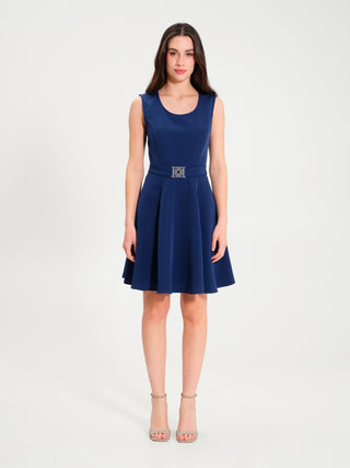 Abito Corto a Ruota con Cintura