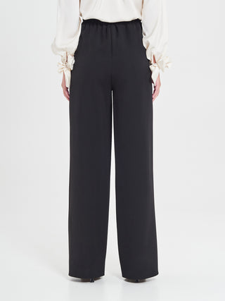 Pantaloni Larghi in Poliviscosa Neri