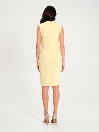 Abito Tubino con Fiocco al Colletto Giallo