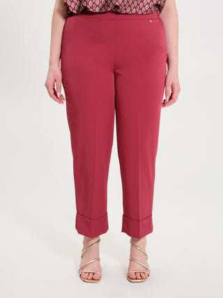 Pantaloni Curvy con Elastico in Tessuto Tecnico