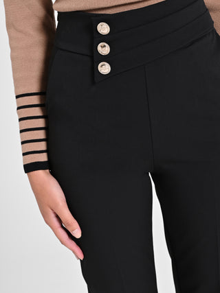 Pantaloni Neri con Bottoni