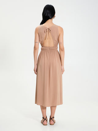 Abito midi in Viscosa  ECOVERO® Beige Biscotto