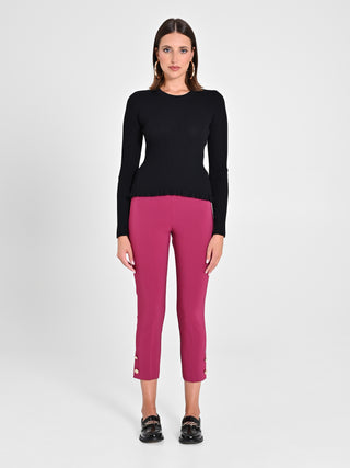 Pantaloni Slim in Tessuto Tecnico Bordeaux