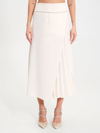 Gonna Plissè Strass Avorio