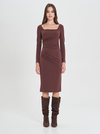 Tubino Marrone Cioccolato con Scollo Squadrato