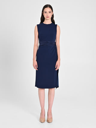 Tubino in Scuba mano Crepe Blu