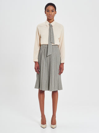 Blusa con Cravatta Pied-de-Poule