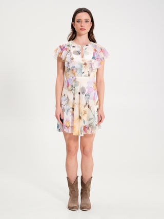 Abito Corto a Fiori Multicolor