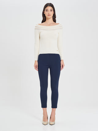 Pantaloni in in Punto Milano Blu Navy