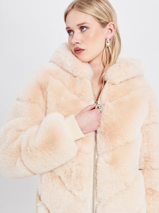 Giacca effetto Pelliccia Beige