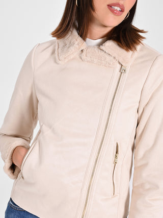 Chiodo effetto Scamosciato Beige