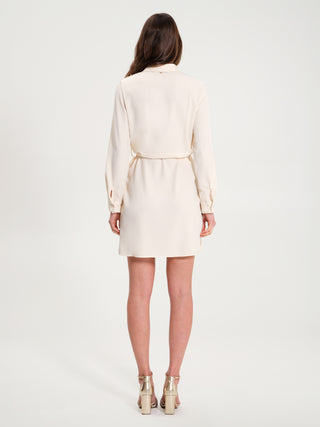 Abito Chemisier Fluido con Cintura Avorio