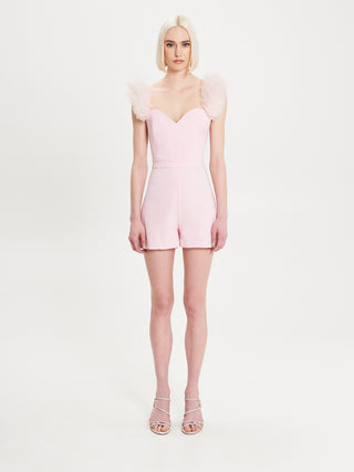 Tuta Corta Rouches Tulle Rosa