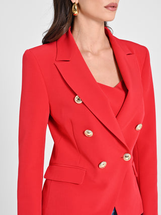 Giacca Doppiopetto in Tessuto Tecnico Rosso