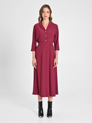 Chemisier Midi Bordeaux