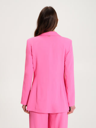 Giacca Lunga Monobottone Fluida Fuxia