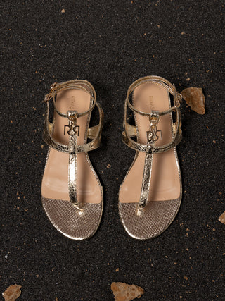 Sandali Infradito Bassi Pitone Oro