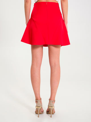 Mini Gonna Rossa con Bottoni Gioiello