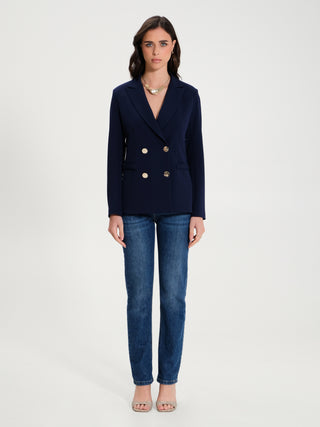 Giacca Lunga Doppiopetto in Scuba crêpe