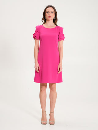 Abito a Trapezio con Fiocchi Fuxia