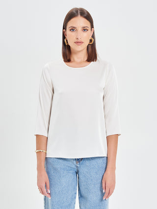 Blusa in Raso Bianco Avorio