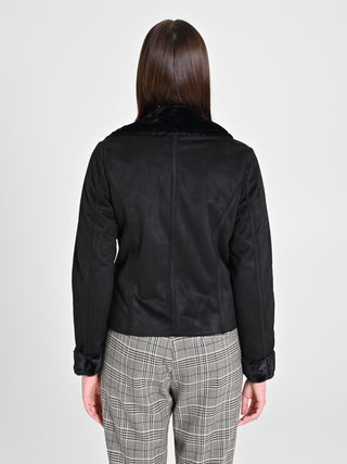 Chiodo effetto Scamosciato Nero