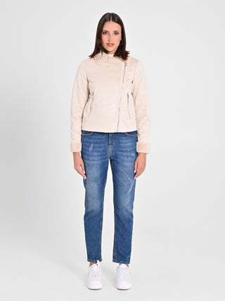 Chiodo effetto Scamosciato Beige