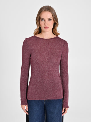 Maglia in Lurex Bordeaux