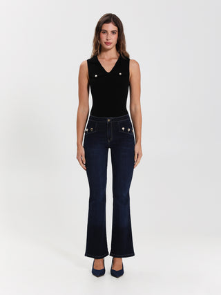 Jeans a Zampa 6 Bottoni