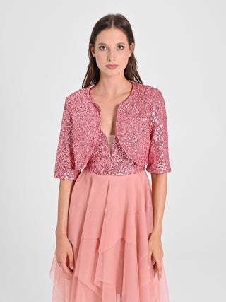 Coprispalle Aperto in Paillettes Rosa