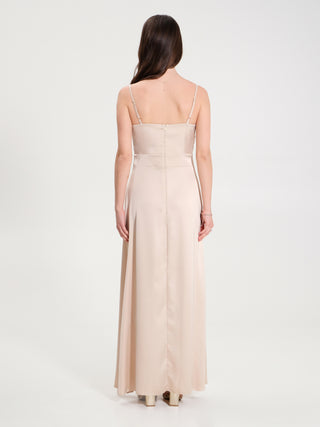Abito Lungo in Raso Beige