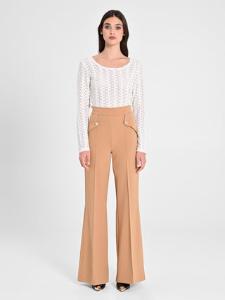 Pantaloni Palazzo con Bottoni Dorati