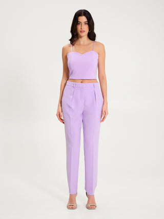 Pantaloni Dritti in crêpe  Lilla