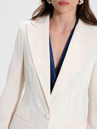 Giacca Lunga Monobottone Fluida Avorio