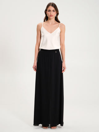 Pantaloni con Pannelli in Georgette Nero