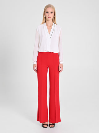 Pantaloni Palazzo scuba mano Crepe Rossi